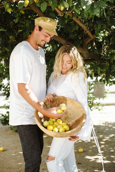 Drew and Ali in their garden.