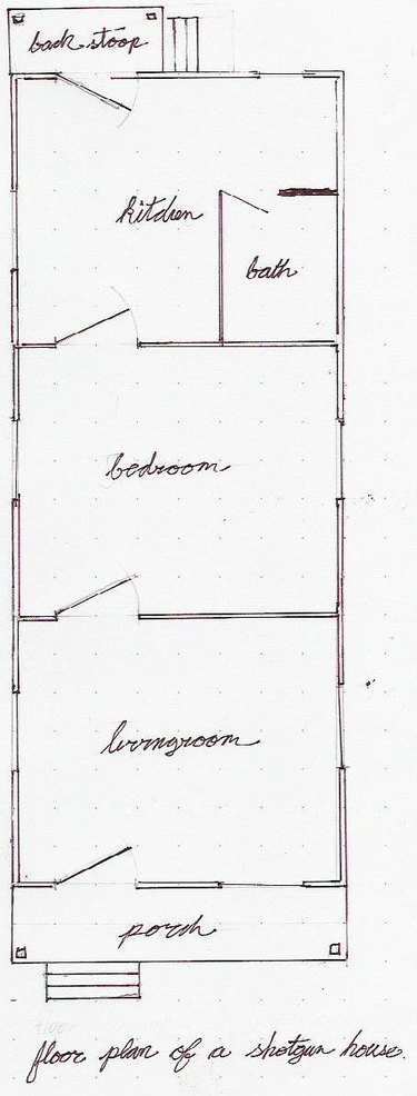 Traditional shotgun house floor plan