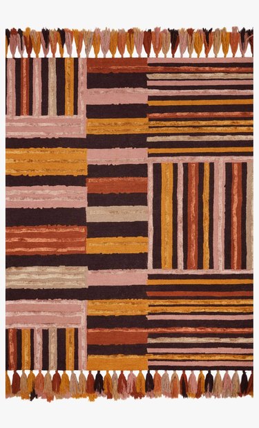 orange pink brown rug