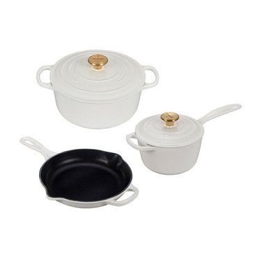 Le Creuset 5-Piece Signature Cookware Set with Gold Knobs