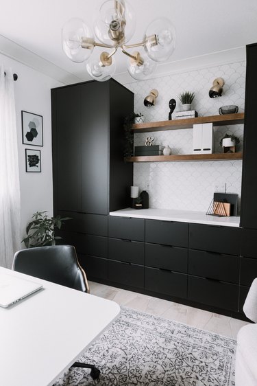 black and white home office cupboard with Home Office Storage Ideas