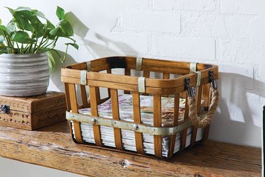 Better Homes & Gardens 2 Pack Bamboo Galvanized Metal Medium Basket Set, $37