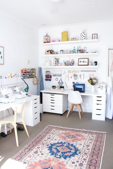 white home office with lots of storage with Home Office Storage Ideas