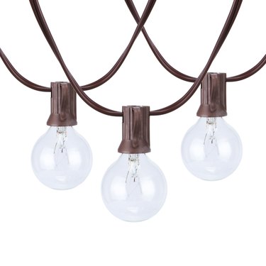 Better Homes & Gardens Electric Clear Glass Globe Bulbs Brown Wire String Lights