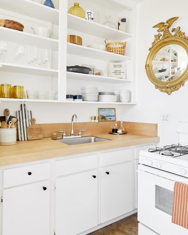 Plywood wood kitchen countertop in  modern kitchen