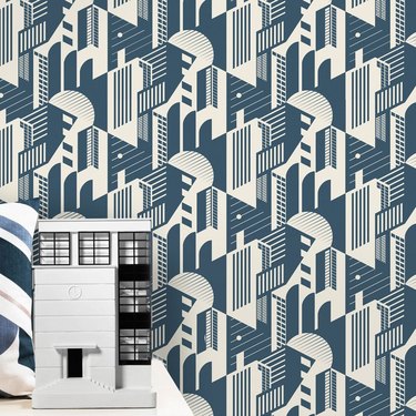 bauhaus architecture inspired blue wallpaper Bauhaus Wallpaper
