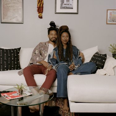 Couple sitting on the Essential Sectional