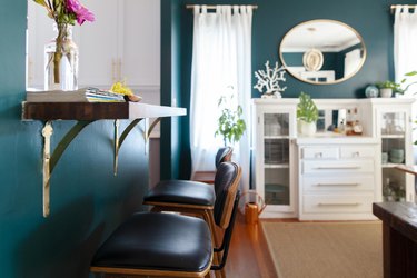 teal painted dining room