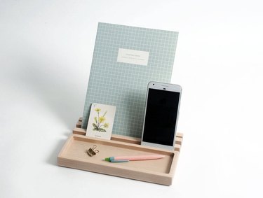 desk organizer with phone and notebook