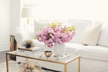 Vase of flowers on coffee table