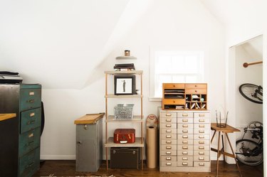 Home Office Style Ideas industrial home office with metal drawers and cabinets