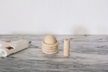 Gluing wood bead on top of wood rings