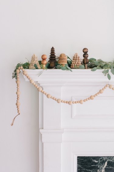 DIY wooden forest Christmas mantel