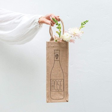 Reusable Burlap Wine Tote Bag