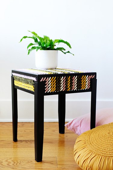 Woven stool.