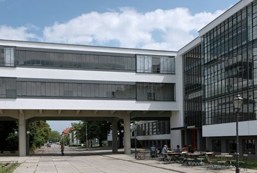 Bauhaus architecture with large windows and courtyard