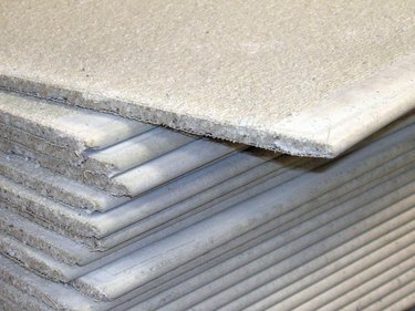 Stack of cementboard sheets.