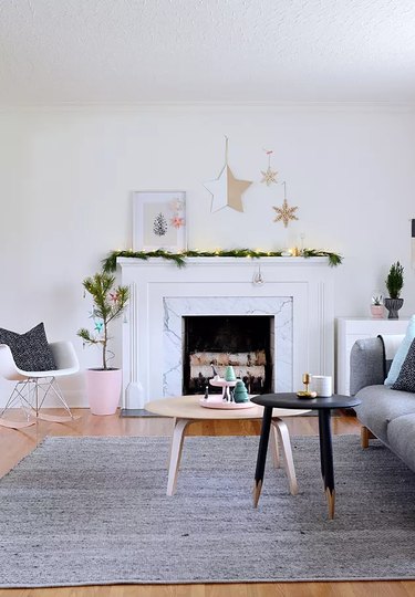 Scandinavian Christmas decor with blush pink accents
