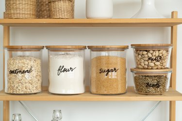 hand-lettered glass jars