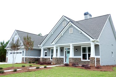 home exterior house color for 2021 with gray with turquoise door and white trim