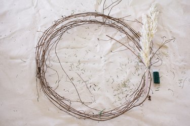 Pampas grass attached to wreath