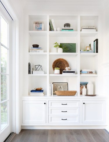 White Home Office Built Ins designed by Amber Interiors