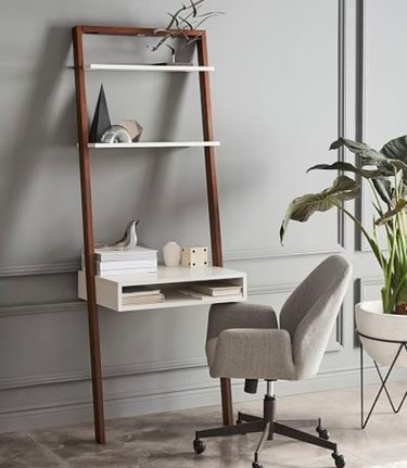 Ladder shelf desk.