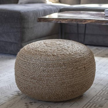 Decor Therapy Natural Jute Woven Round Floor Pouf, $62.19