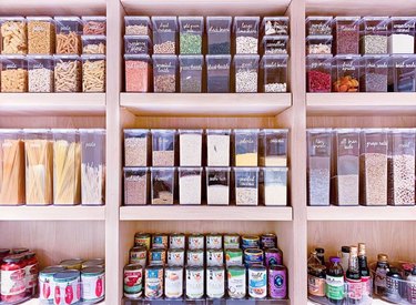 how to organize kitchen cabinet pantry with decanted dry goods