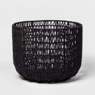 black round woven basket