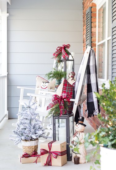 DIY Outdoor Christmas Decorations porch DIY decor with rocking chair by On Sutton Place