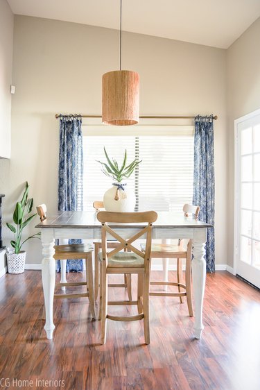 Greige walls and a farmhouse dining table