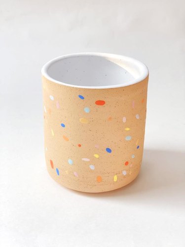 planter with multicolored sprinkle pattern