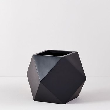 black geometric planter