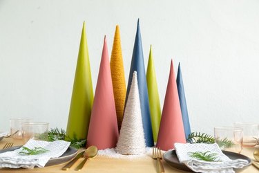 Christmas tree centerpiece using cardboard cones DIY