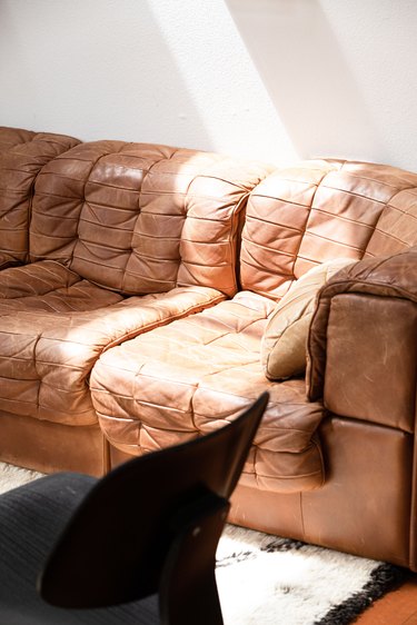 Brown leather couch