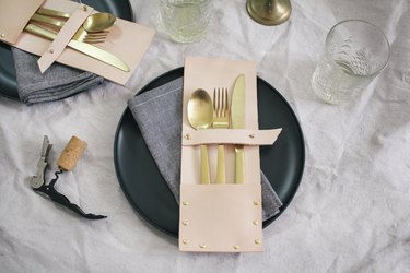 Flatware added to leather pockets