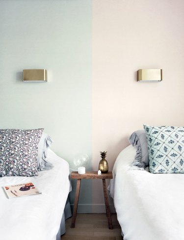 Pale pink and mint walls