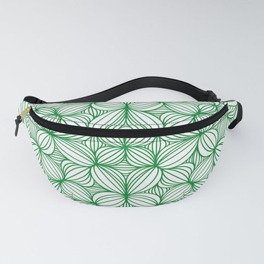 fanny pack with green leaf pattern
