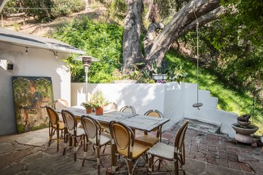 An outdoor seating area at Kawalek and Navarro's home