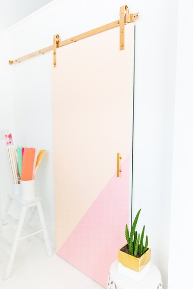 A door with peach and pink