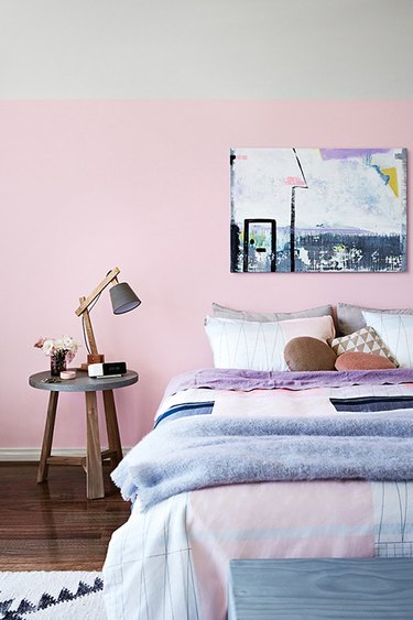A pink and gray colorblocked wall