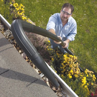 Gutter cleaning vacuum attachment.