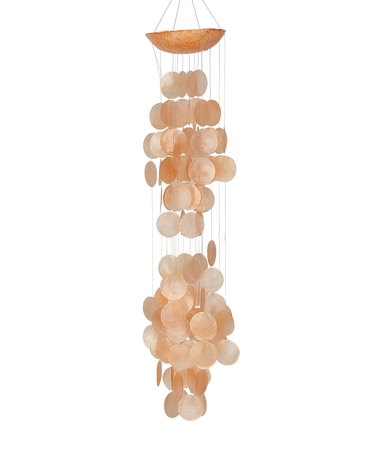 Pink capiz shell wind chime wall hanging