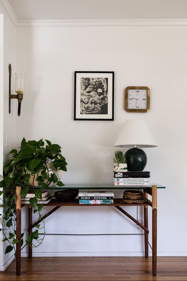 Entryway table with plant