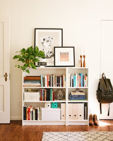 contemporary office with shelving