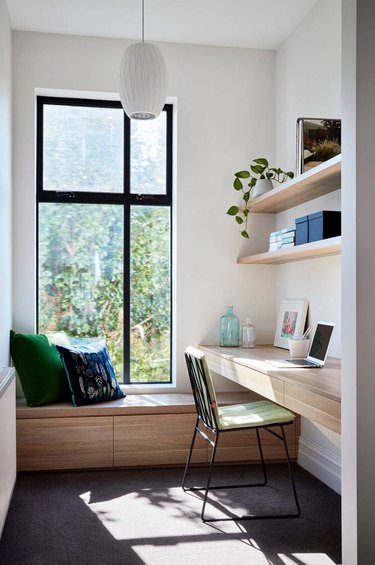 small Contemporary Office space with window bench