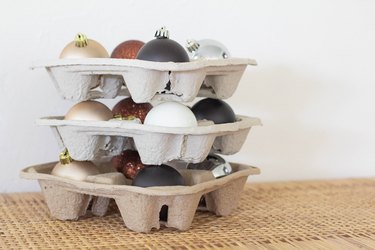 Ornaments stored and stacked inside drink holders