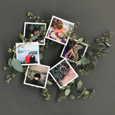 photos added to a eucalyptus wreath