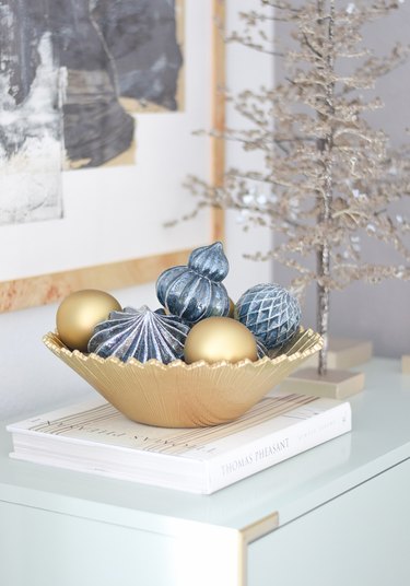 display sentimental family ornaments in a decorative bowl